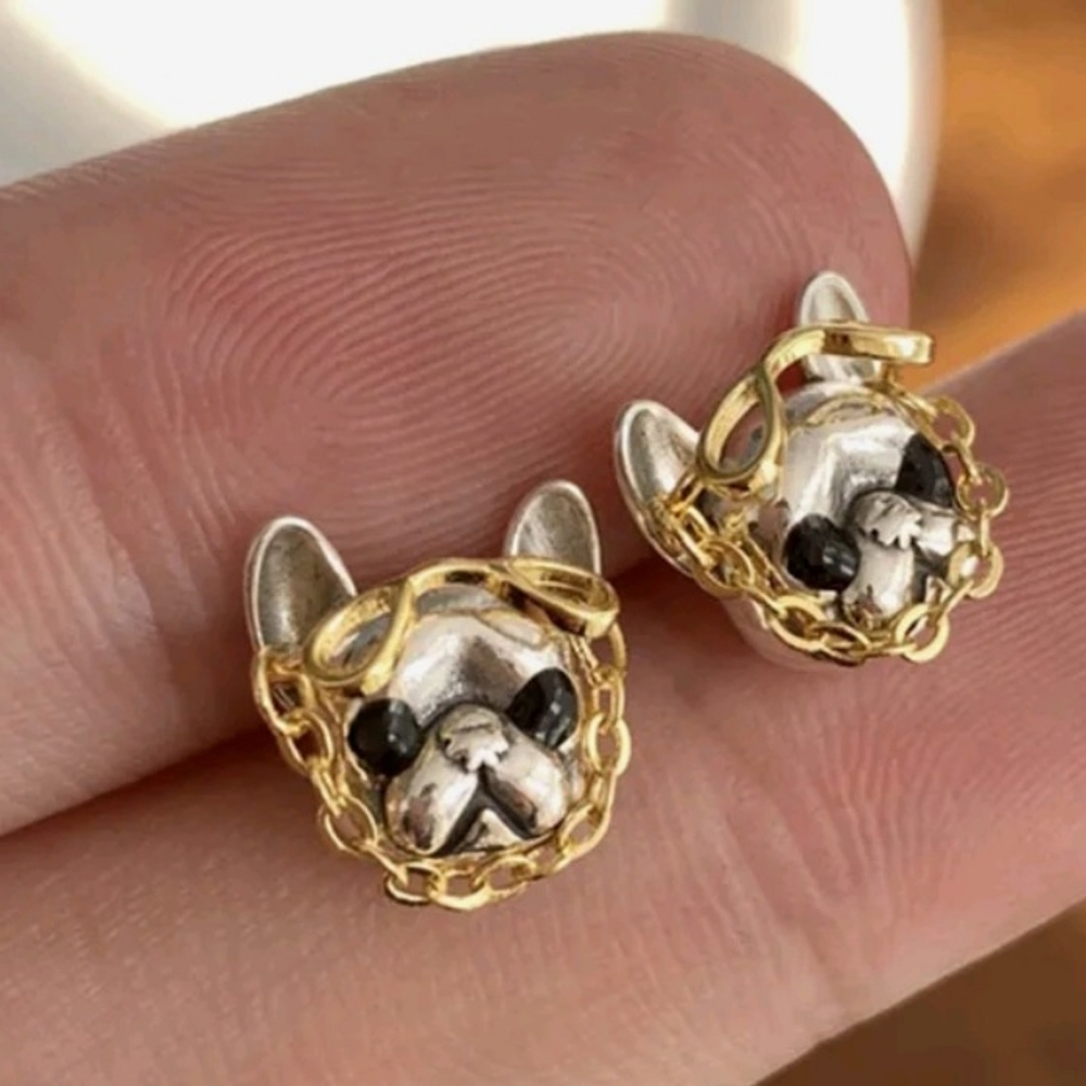 "HOST PICK 3X's"   FRENCH BULLDOG STUD EARRINGS Unisex - Picture 2 of 5